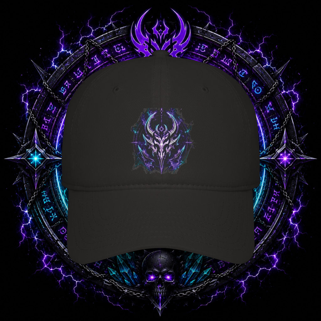 Neon Demon Skull Baseball Cap – Cyberpunk Gothic Low-Profile Hat