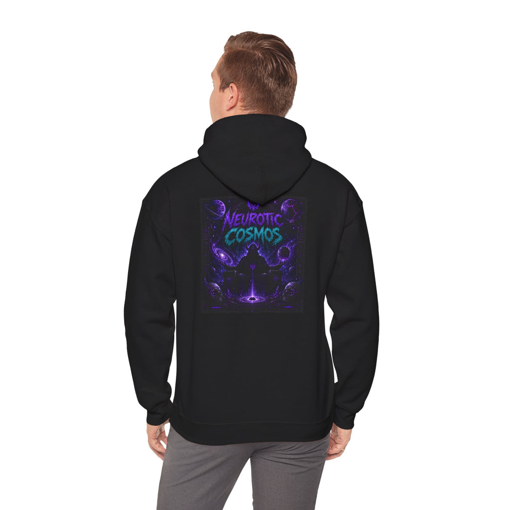 Neurotic Cosmos Hoodie — Purple Drip Demon Face Graphic Pullover