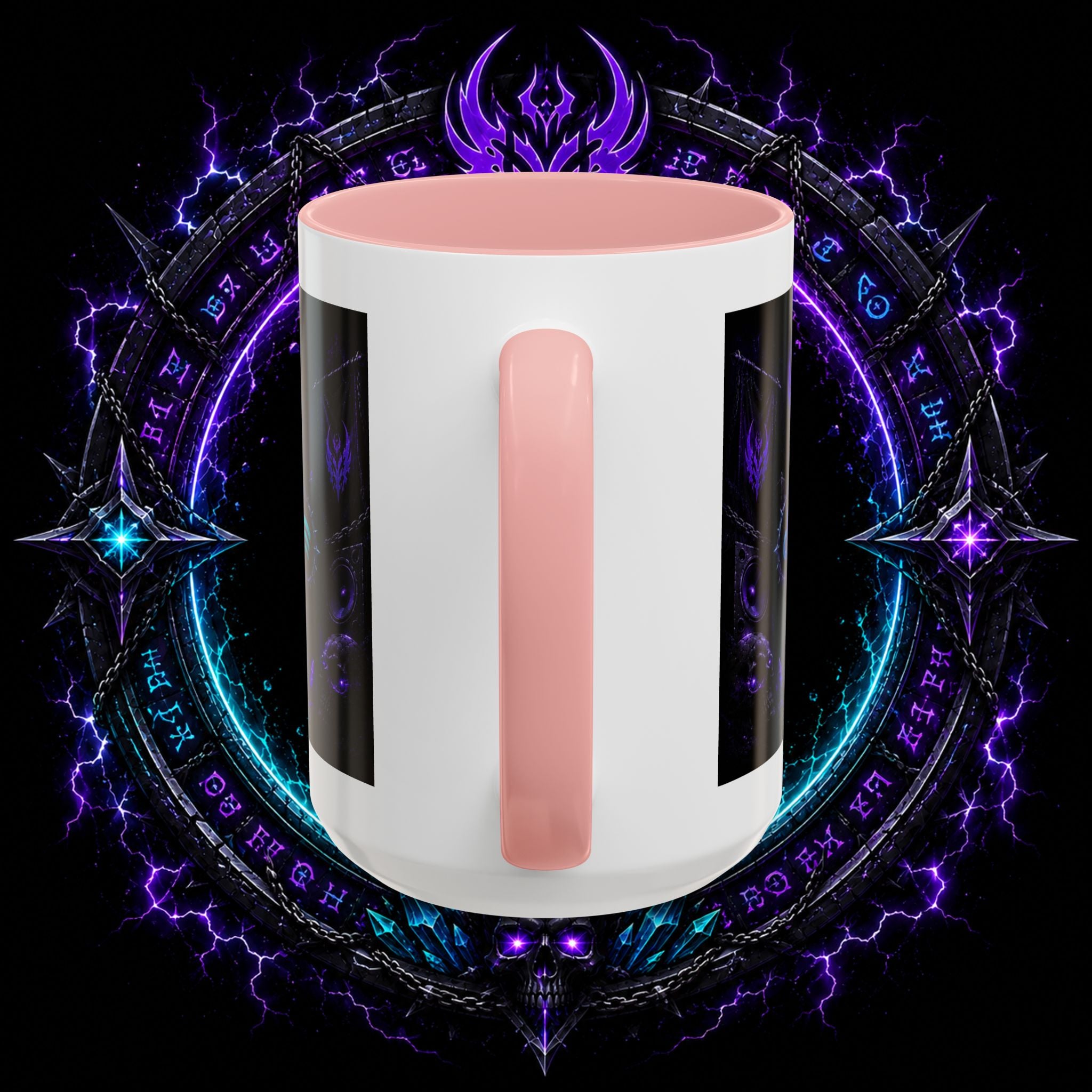 Neurotic Demon Accent Coffee Mug — Dark Neon Gaming Logo