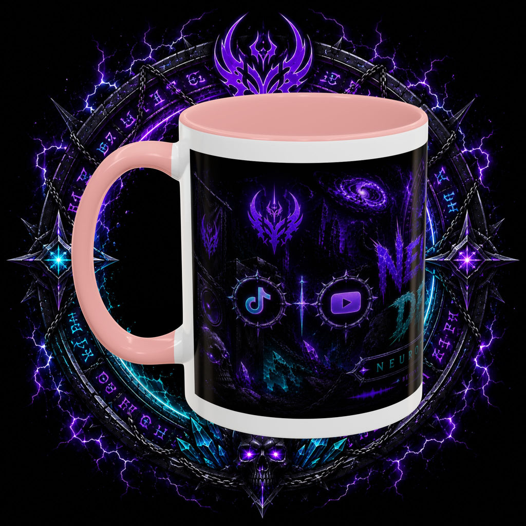 Neurotic Demon Accent Coffee Mug — Dark Neon Gaming Logo