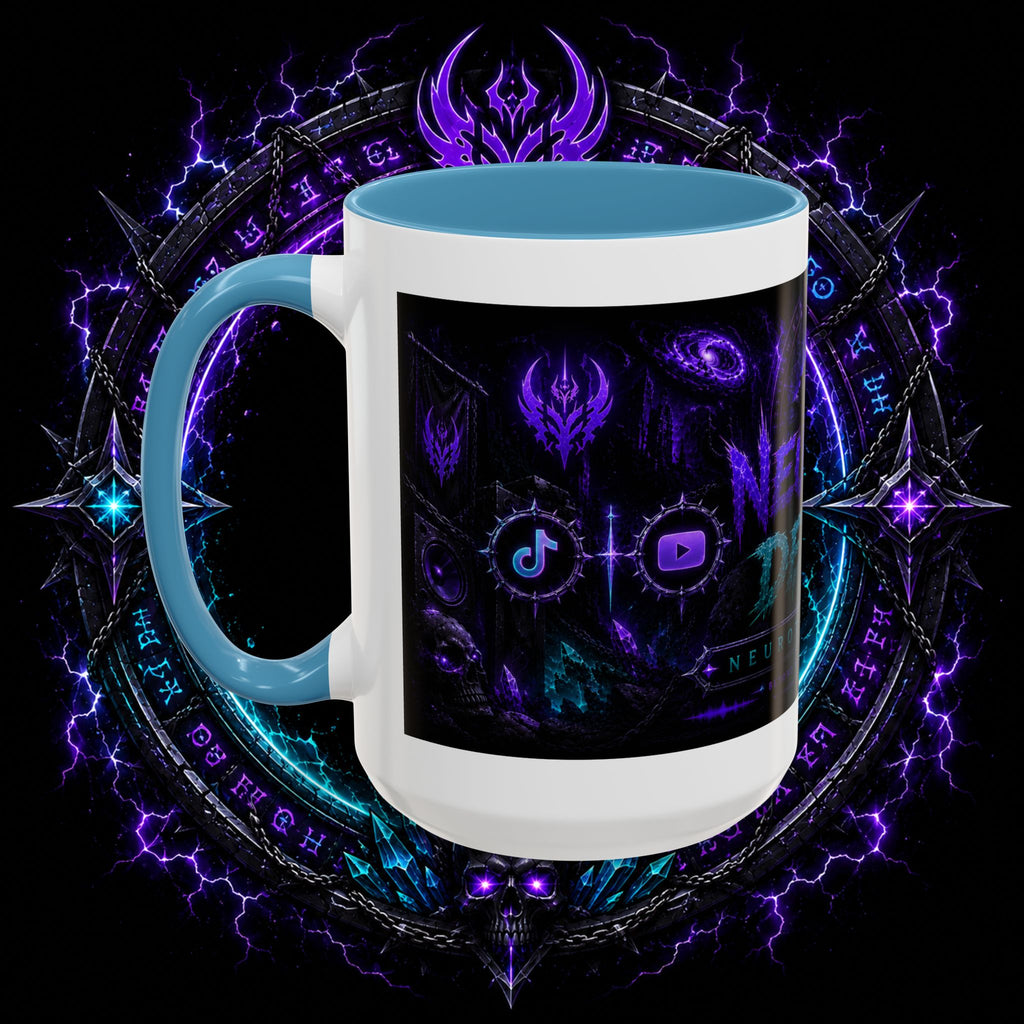 Neurotic Demon Accent Coffee Mug — Dark Neon Gaming Logo