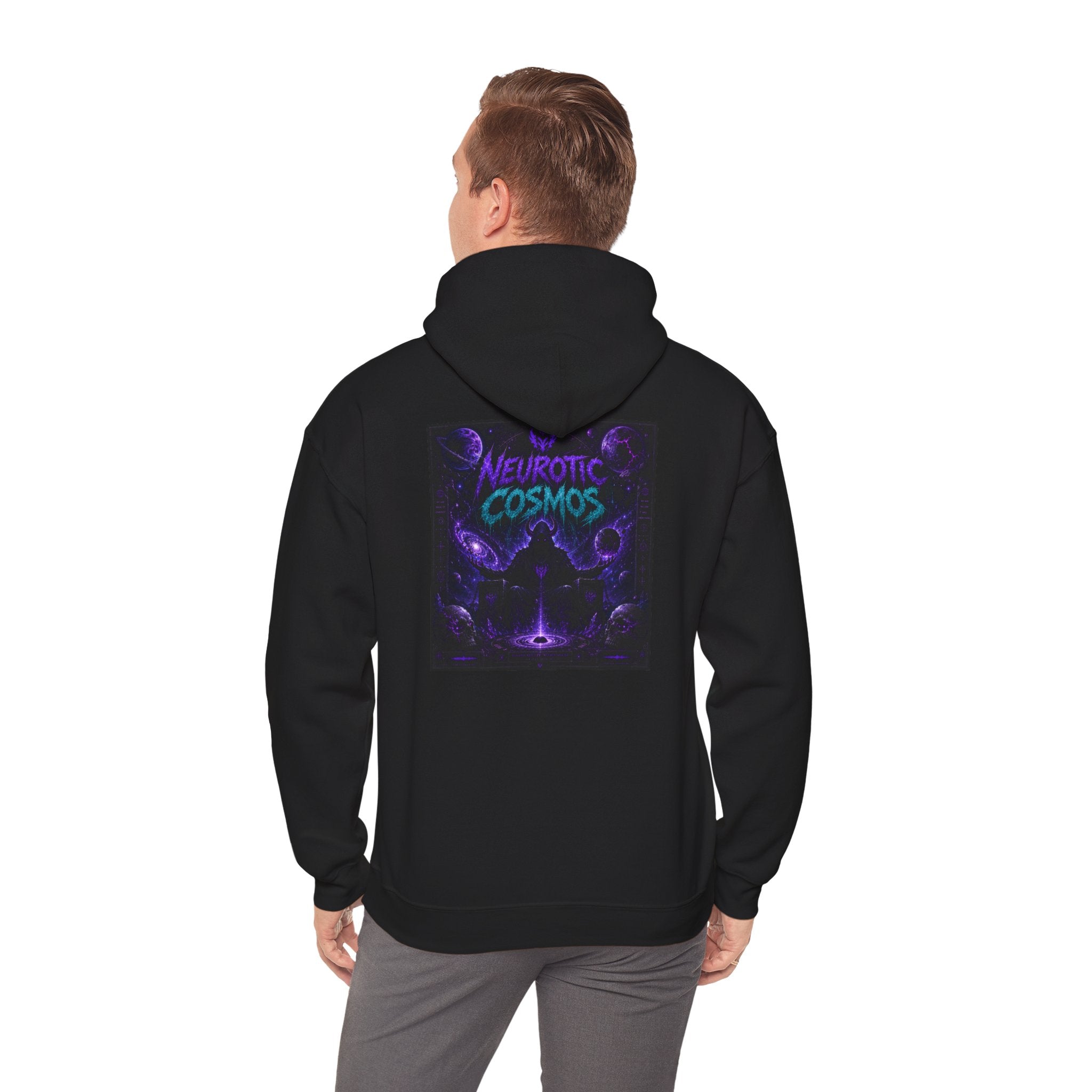 Neurotic Cosmos Hoodie — Purple Drip Demon Face Graphic Pullover