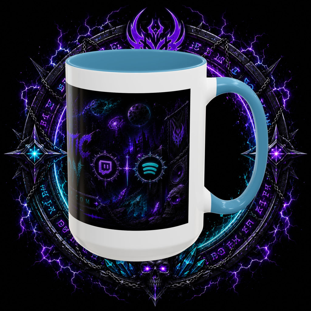 Neurotic Demon Accent Coffee Mug — Dark Neon Gaming Logo