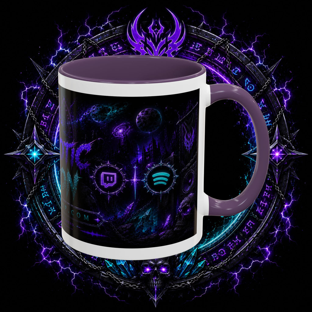 Neurotic Demon Accent Coffee Mug — Dark Neon Gaming Logo