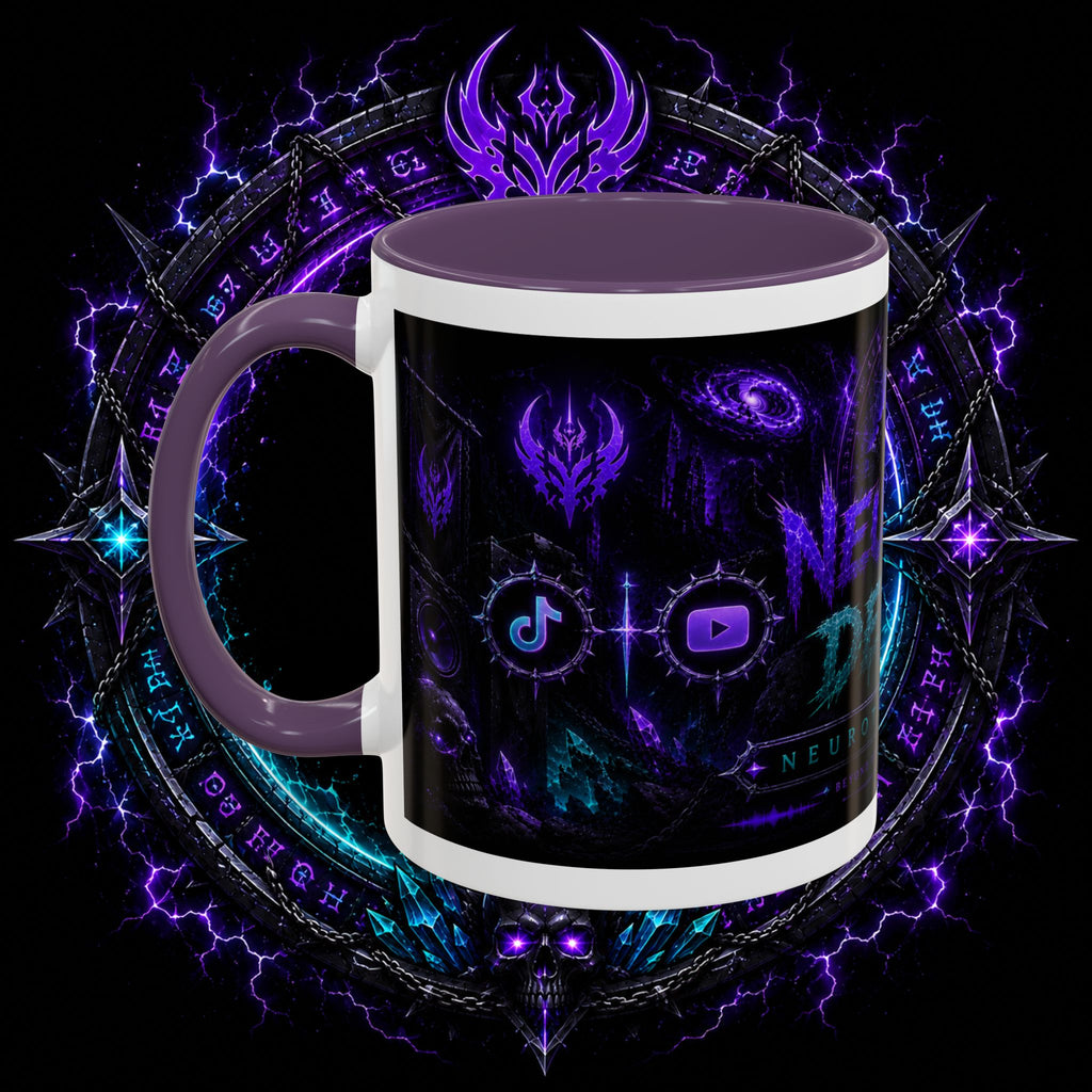 Neurotic Demon Accent Coffee Mug — Dark Neon Gaming Logo
