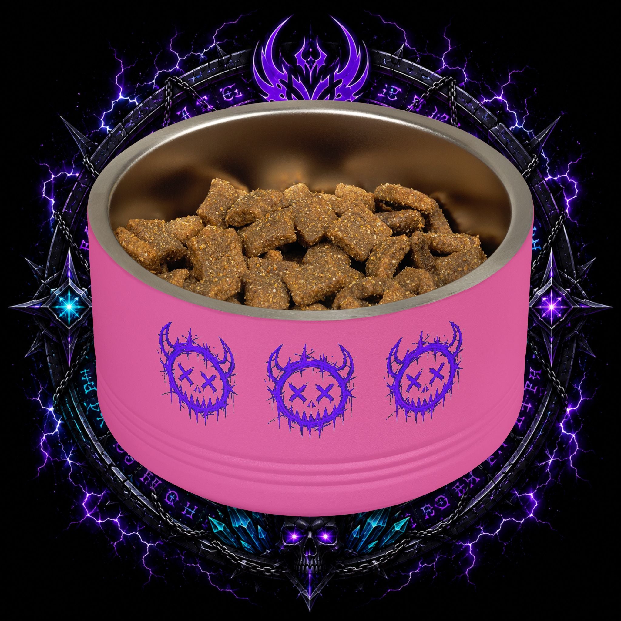 Gothic Purple Demon Pet Bowl — 18oz Stainless Steel Dog & Cat Bowl