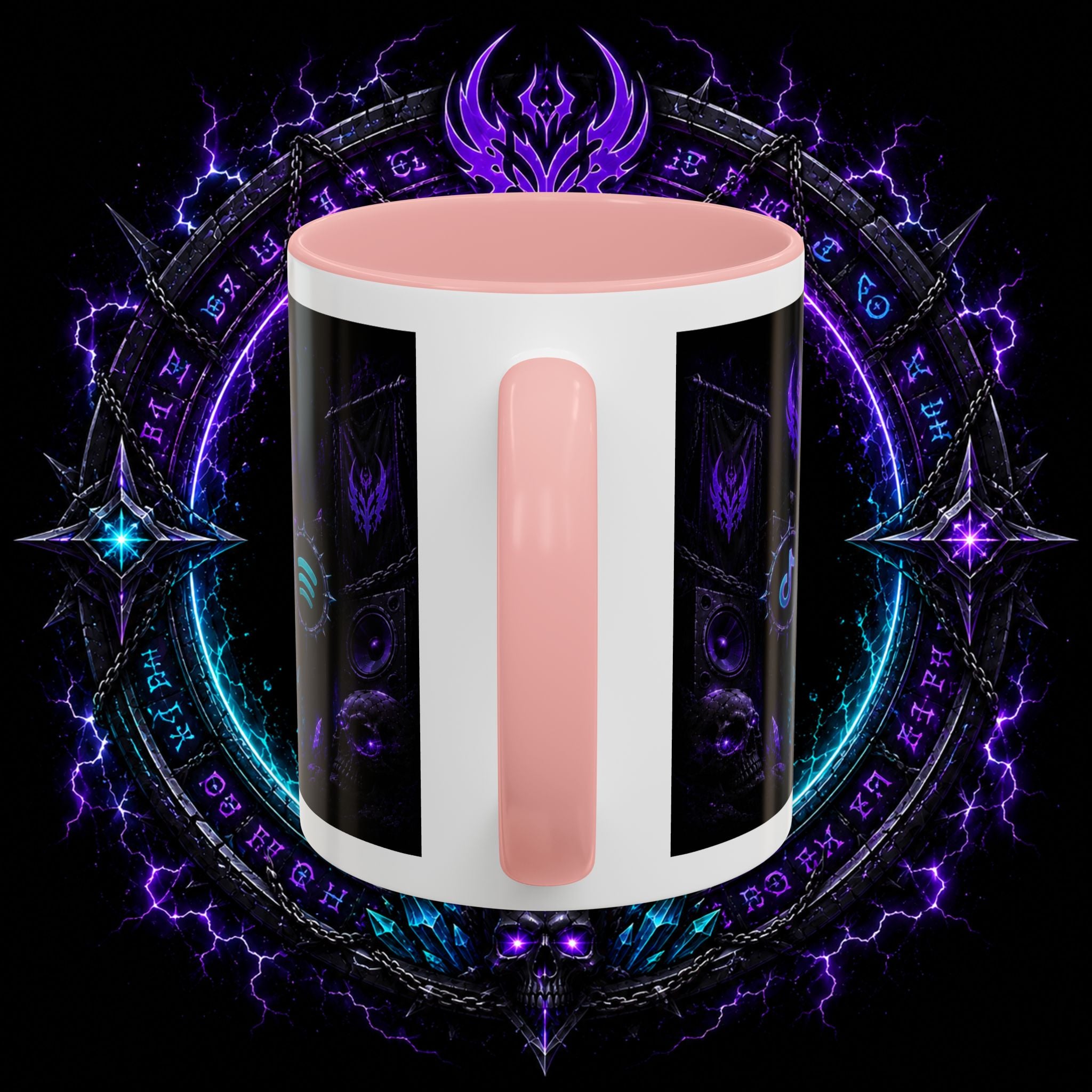 Neurotic Demon Accent Coffee Mug — Dark Neon Gaming Logo