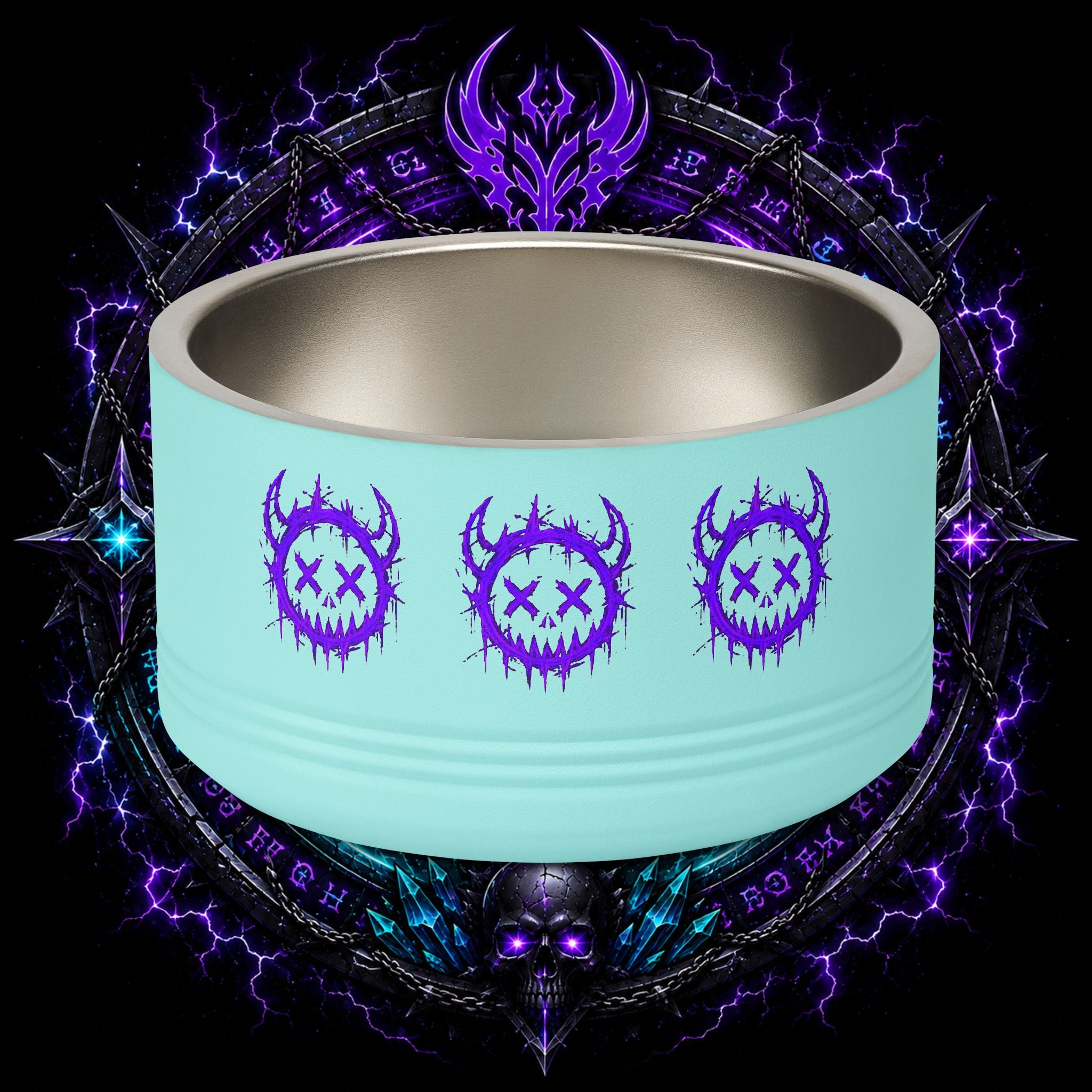 Gothic Purple Demon Pet Bowl — 18oz Stainless Steel Dog & Cat Bowl