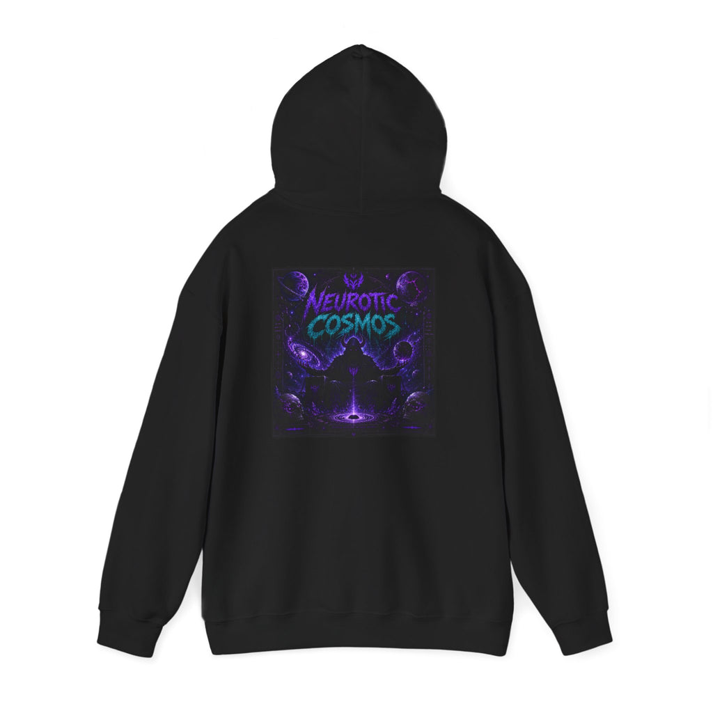 Neurotic Cosmos Hoodie — Purple Drip Demon Face Graphic Pullover