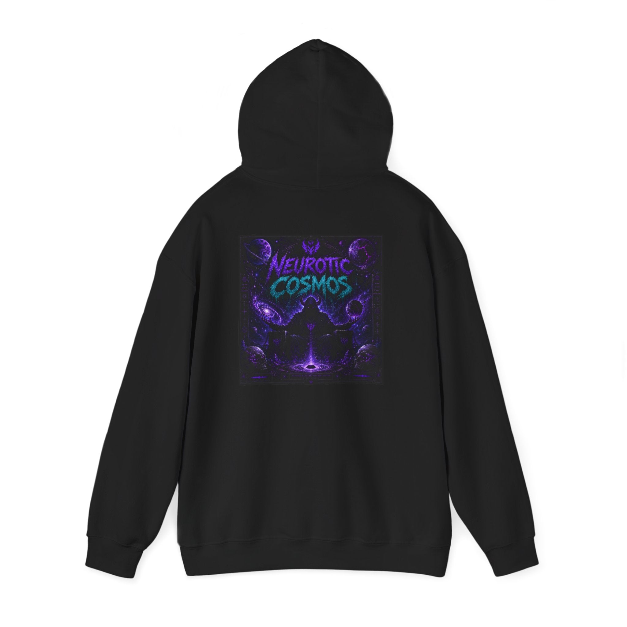 Neurotic Cosmos Hoodie — Purple Drip Demon Face Graphic Pullover