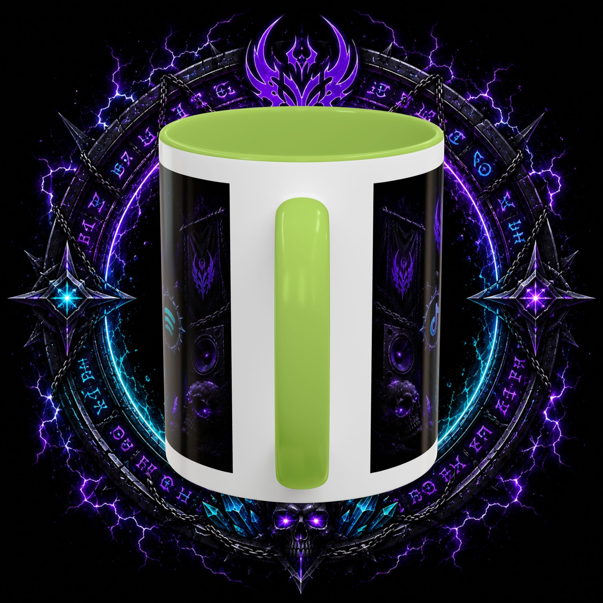 Neurotic Demon Accent Coffee Mug — Dark Neon Gaming Logo