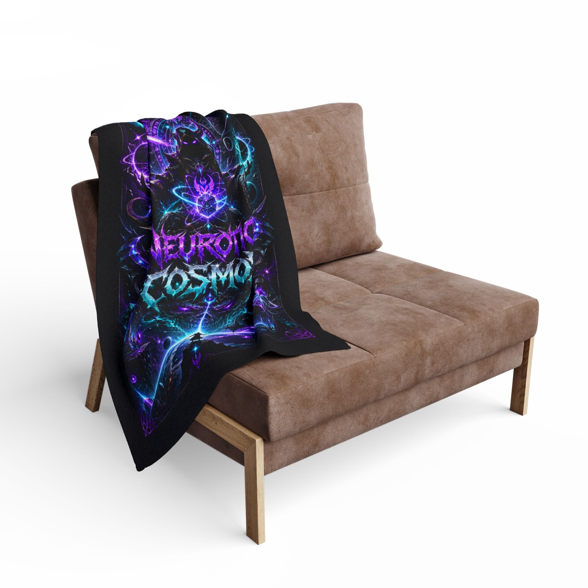 Neurotic Cosmos Arctic Fleece Blanket — Galactic Purple Teal Space Throw