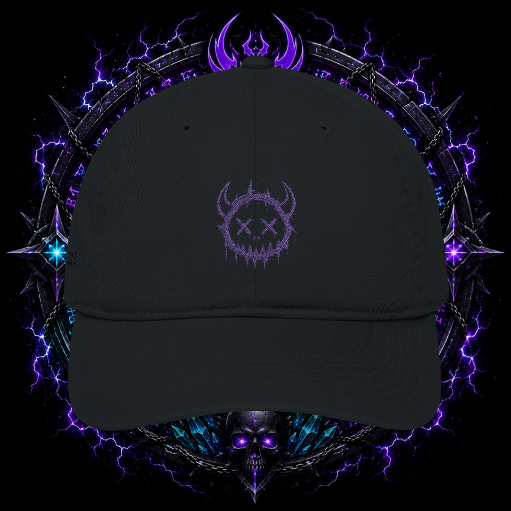 Embroidered Purple Demon Cap — Organic Baseball Hat