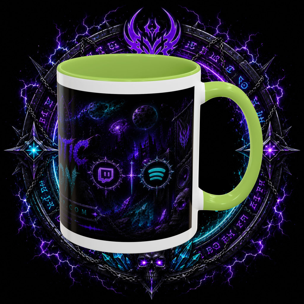 Neurotic Demon Accent Coffee Mug — Dark Neon Gaming Logo