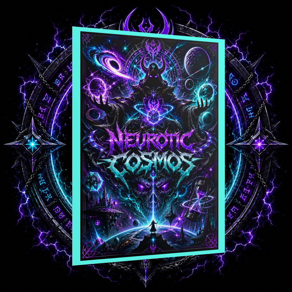 Neurotic Cosmos Rolled Poster — Neon Space Fantasy Wall Art