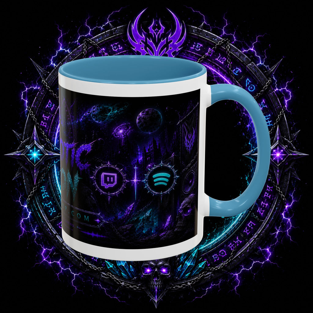 Neurotic Demon Accent Coffee Mug — Dark Neon Gaming Logo