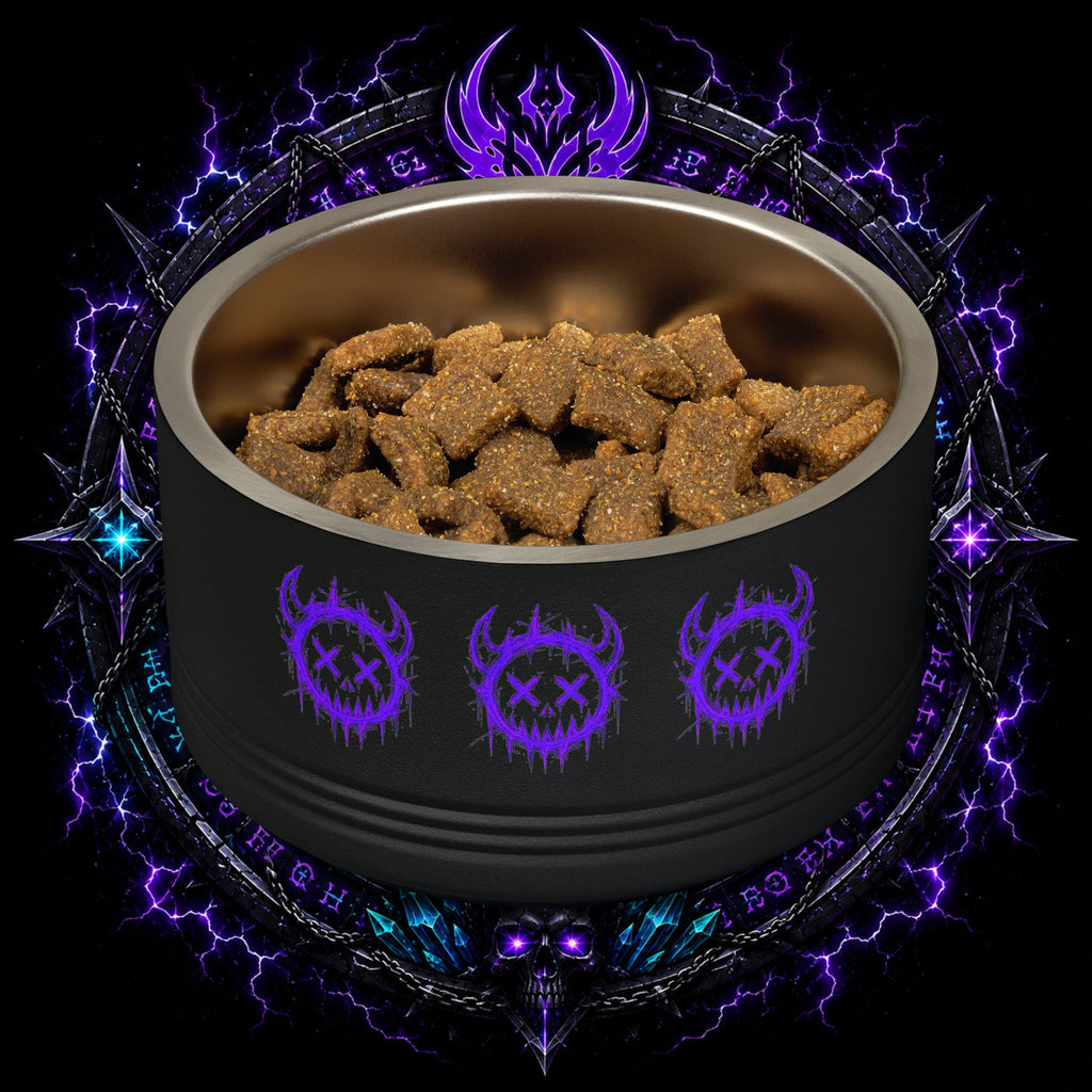 Gothic Purple Demon Pet Bowl — 18oz Stainless Steel Dog & Cat Bowl