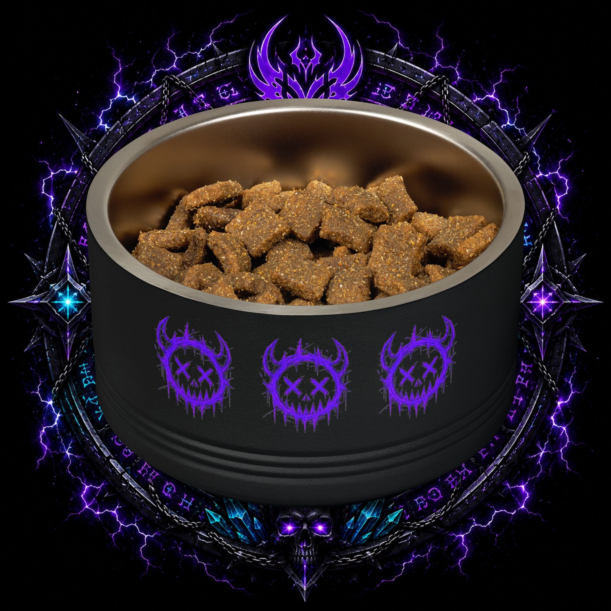 Gothic Purple Demon Pet Bowl — 18oz Stainless Steel Dog & Cat Bowl