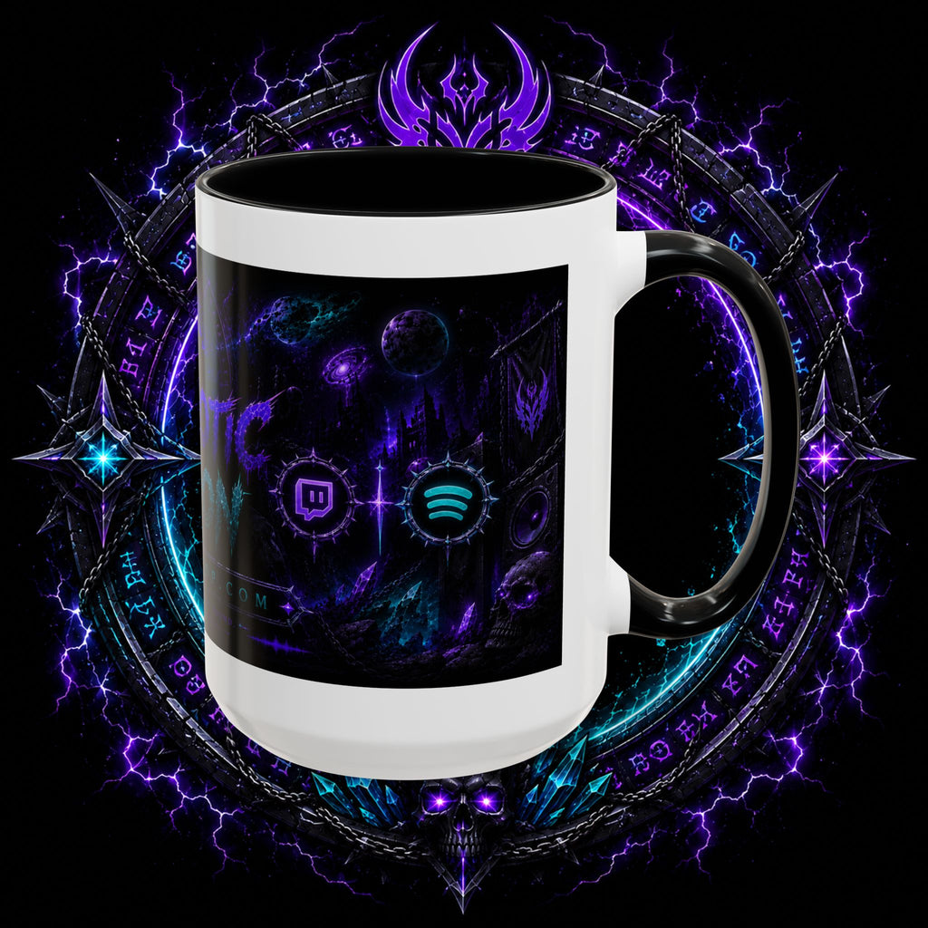 Neurotic Demon Accent Coffee Mug — Dark Neon Gaming Logo