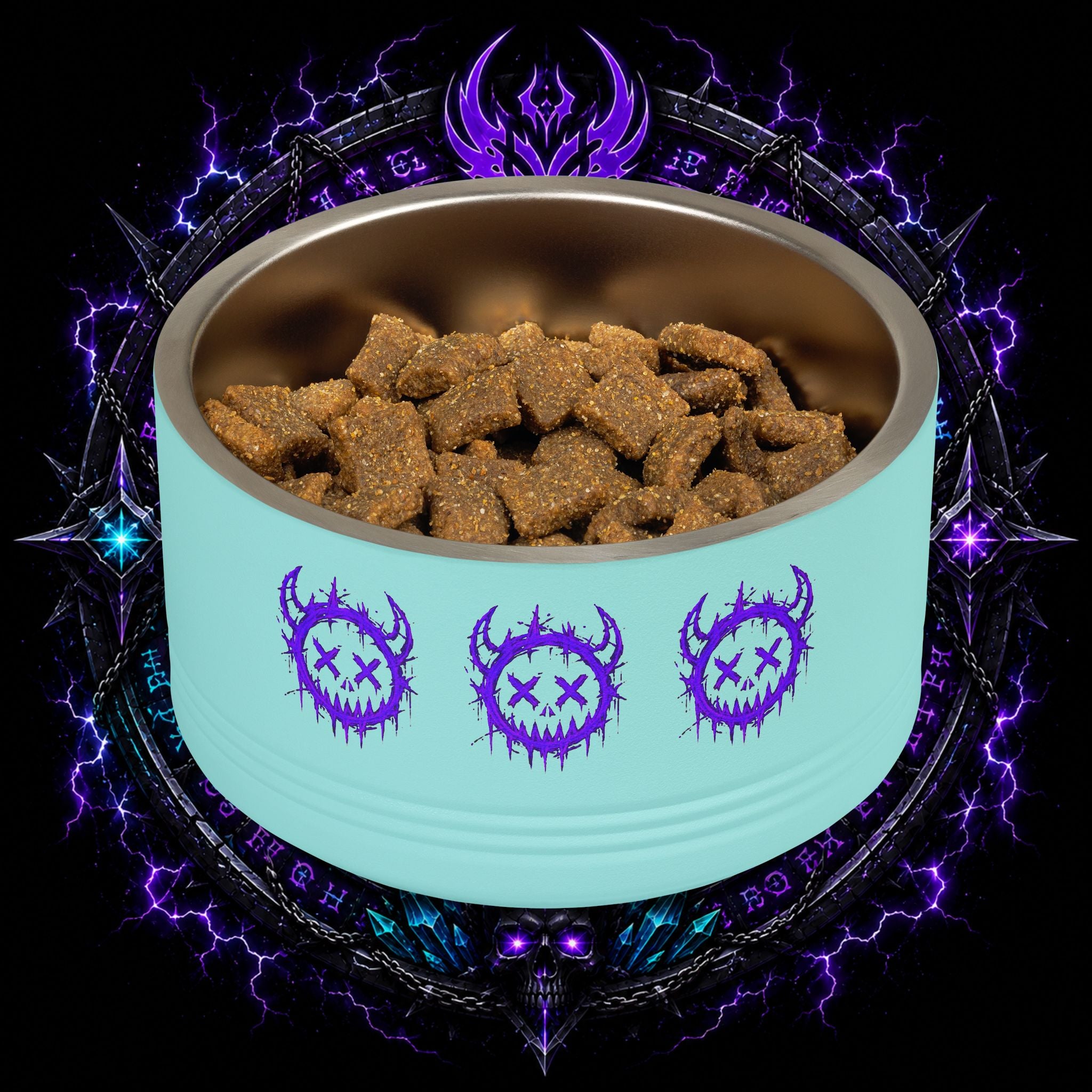 Gothic Purple Demon Pet Bowl — 18oz Stainless Steel Dog & Cat Bowl