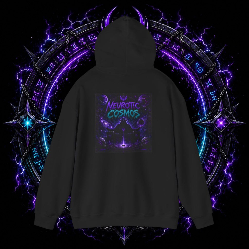 Neurotic Cosmos Hoodie — Purple Drip Demon Face Graphic Pullover