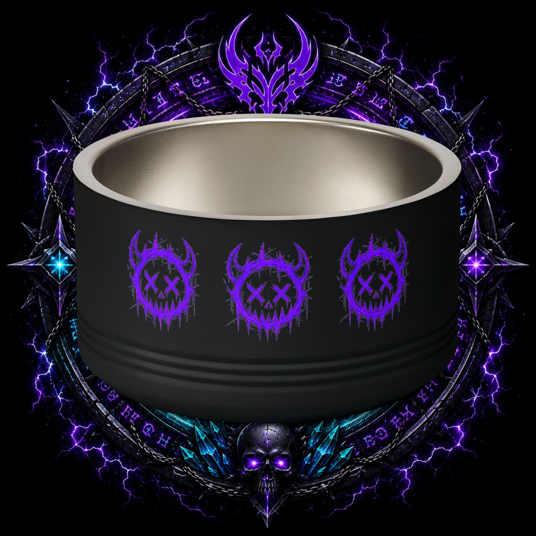Gothic Purple Demon Pet Bowl — 18oz Stainless Steel Dog & Cat Bowl