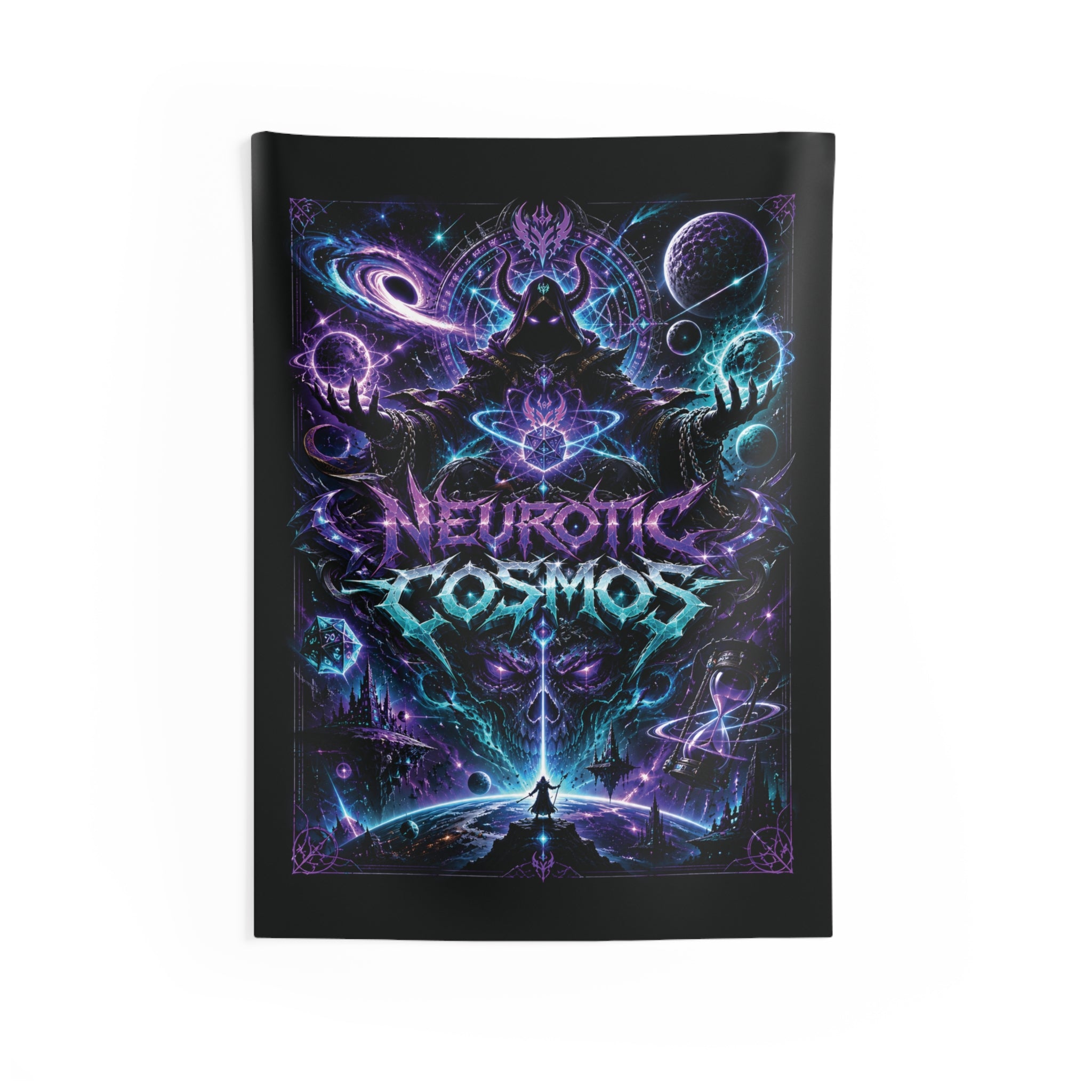 Cosmic "Neurotic Cosmos" Wall Tapestry — Neon Space Art for Bedrooms & Dorms