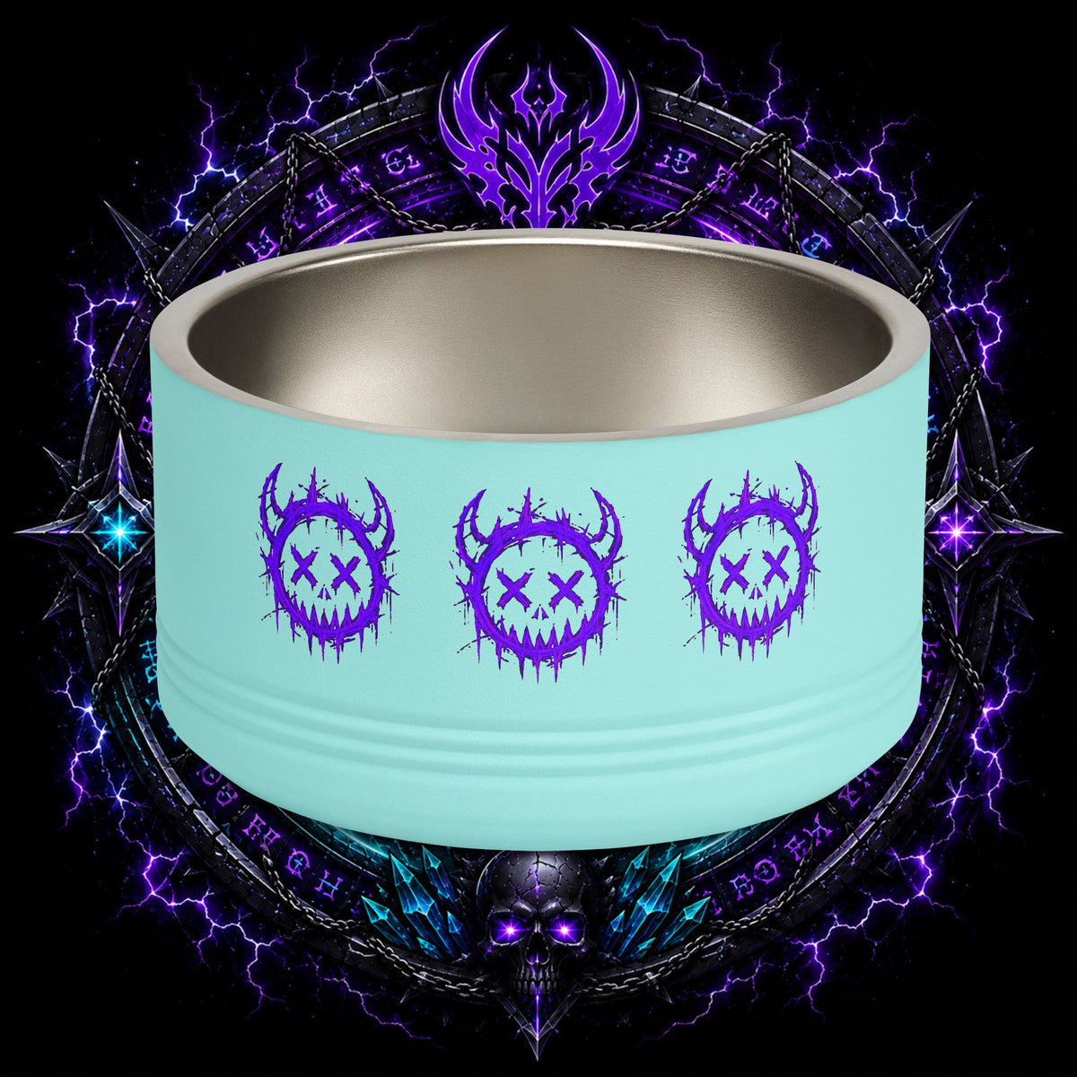 Gothic Purple Demon Pet Bowl — 18oz Stainless Steel Dog & Cat Bowl