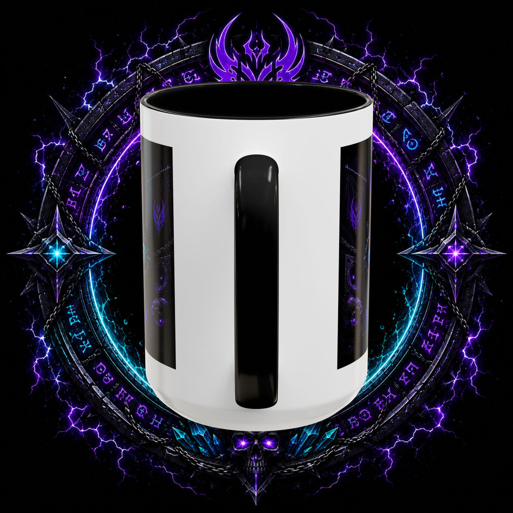 Neurotic Demon Accent Coffee Mug — Dark Neon Gaming Logo