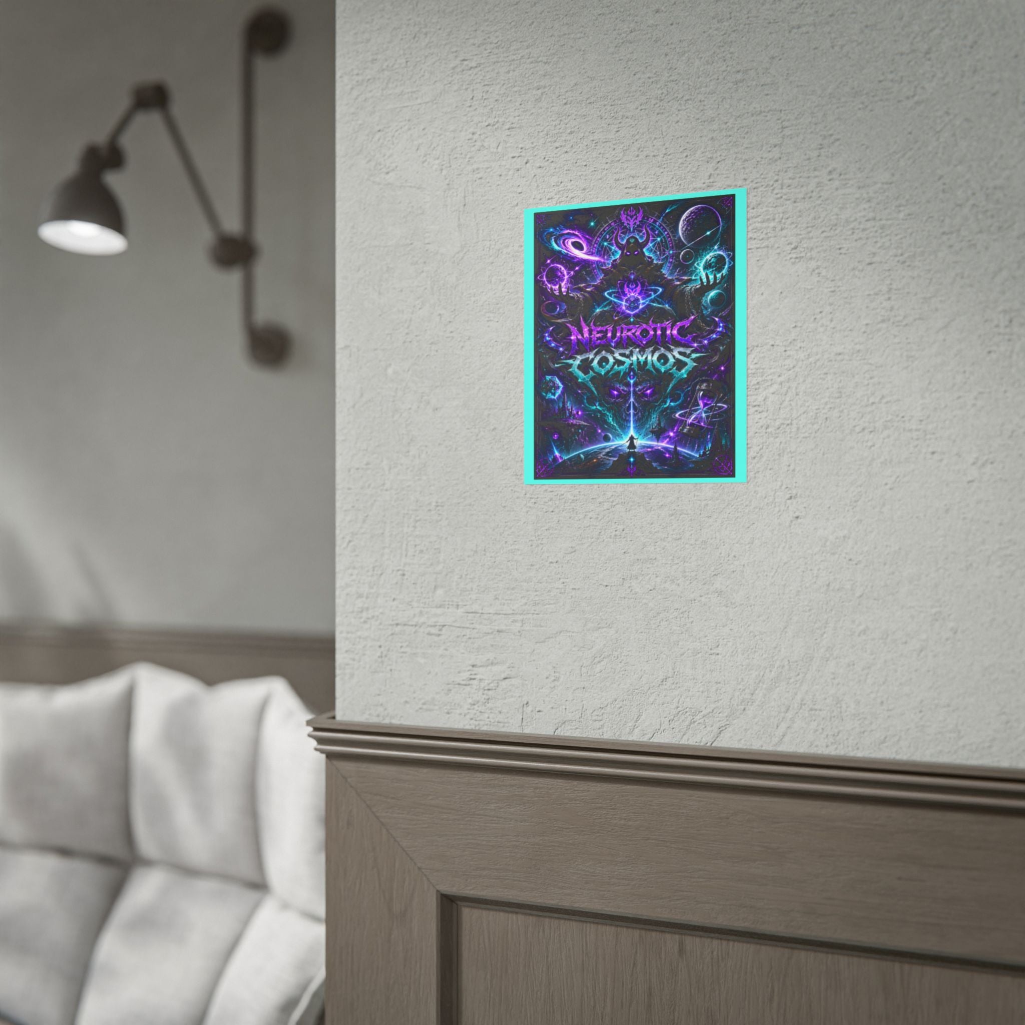 Neurotic Cosmos Rolled Poster — Neon Space Fantasy Wall Art