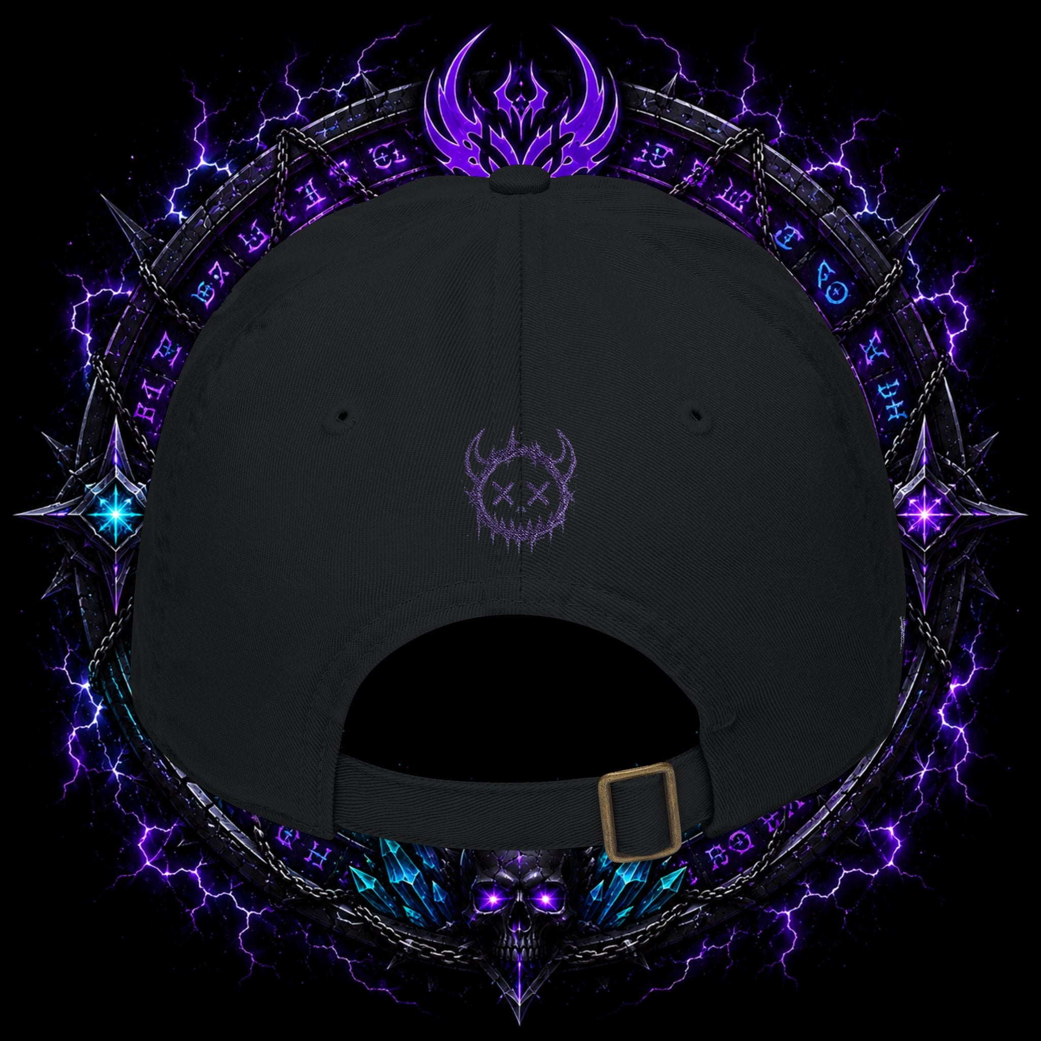 Embroidered Purple Demon Cap — Organic Baseball Hat