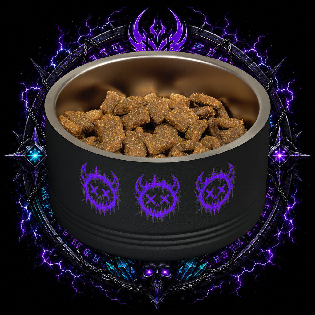 Gothic Purple Demon Pet Bowl — 18oz Stainless Steel Dog & Cat Bowl