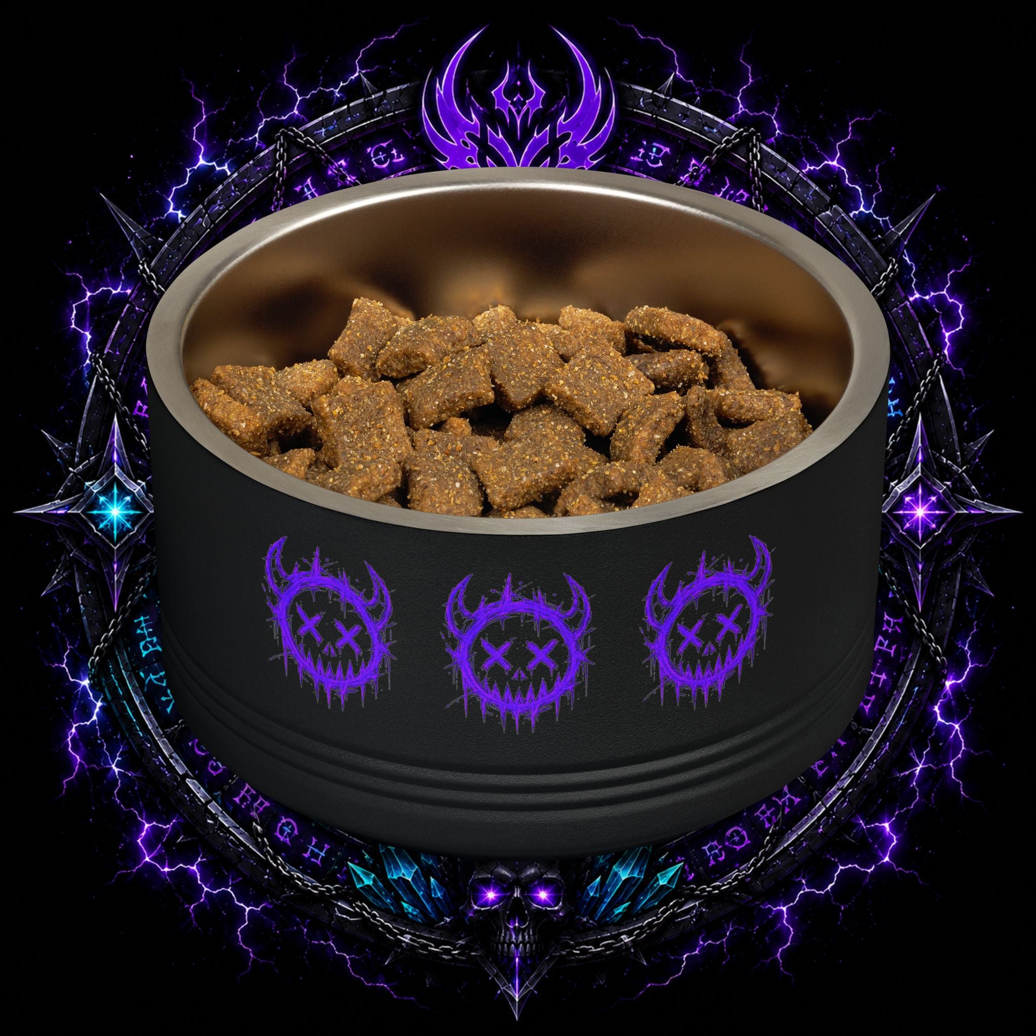 Gothic Purple Demon Pet Bowl — 18oz Stainless Steel Dog & Cat Bowl