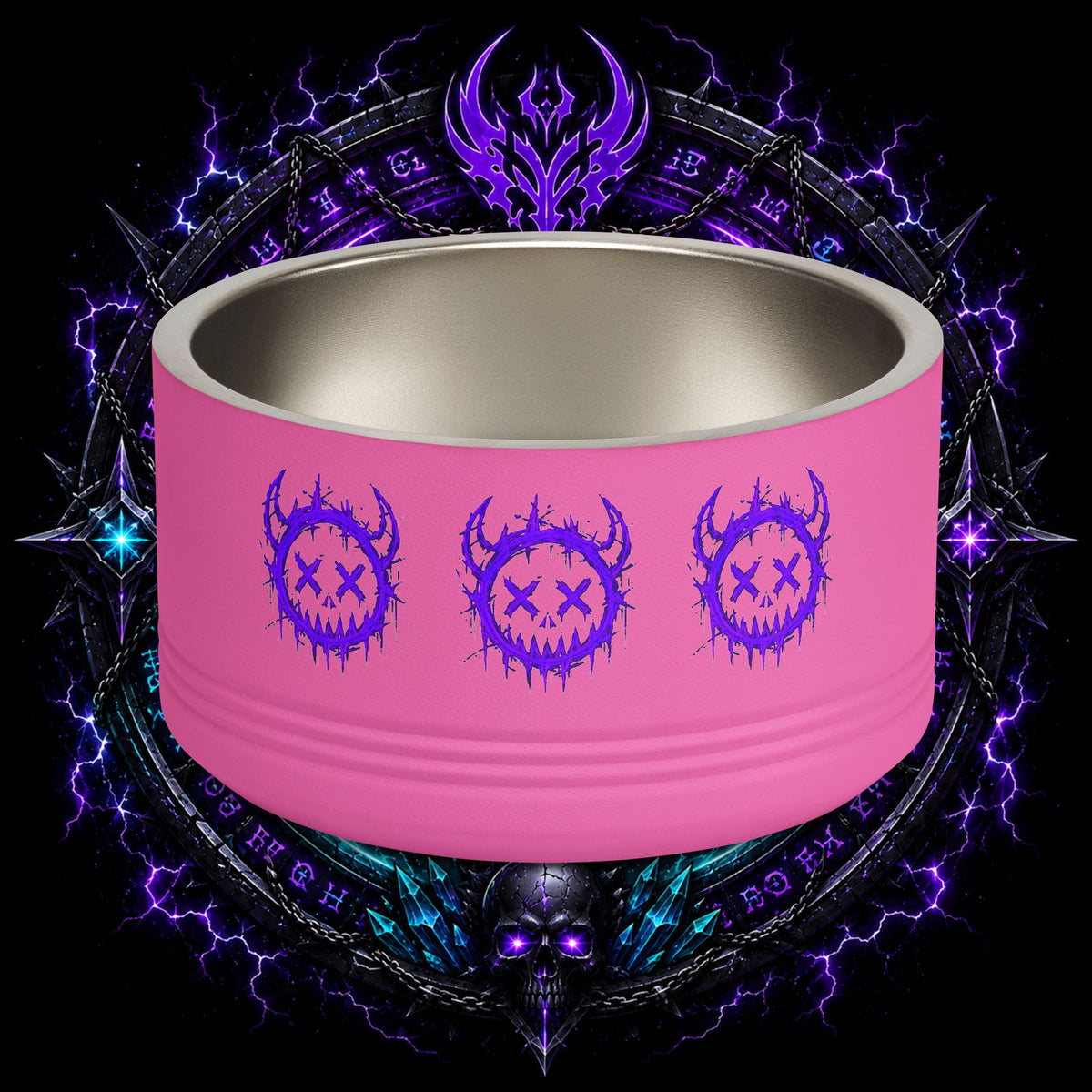 Gothic Purple Demon Pet Bowl — 18oz Stainless Steel Dog & Cat Bowl