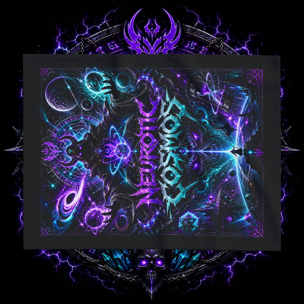 Neurotic Cosmos Arctic Fleece Blanket — Galactic Purple Teal Space Throw