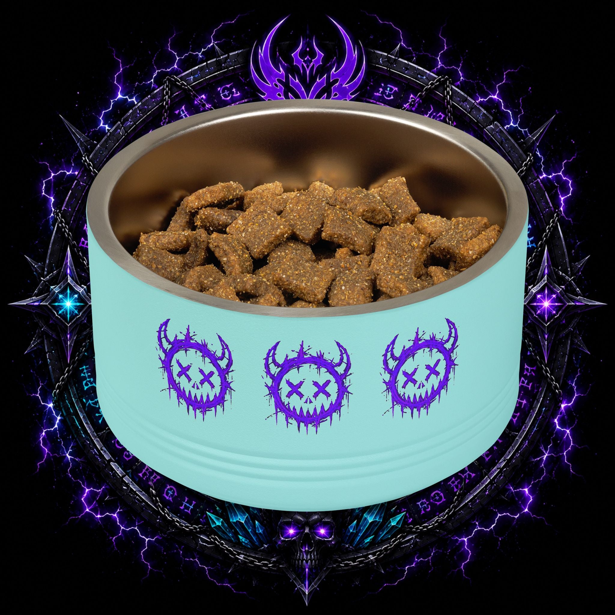 Gothic Purple Demon Pet Bowl — 18oz Stainless Steel Dog & Cat Bowl